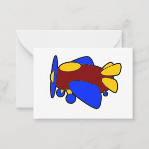 Cute Red Yellow Blue Aeroplane Cartoon for Kids Card
