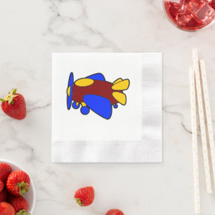 Cute Red Yellow Blue Aeroplane Cartoon for Kids Napkin