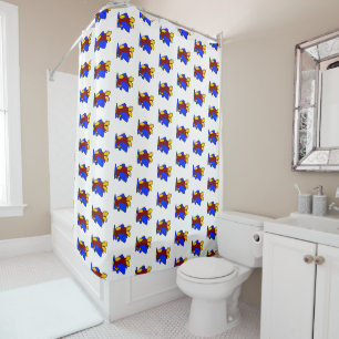 Cute Red Yellow Blue Aeroplane Cartoon for Kids Shower Curtain
