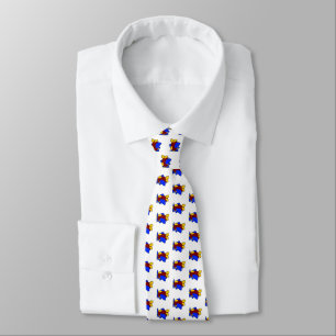 Cute Red Yellow Blue Aeroplane Cartoon for Kids Tie