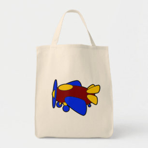 Cute Red Yellow Blue Aeroplane Cartoon for Kids Tote Bag
