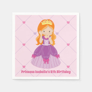 Cute Redhead Princess Girl Kids Birthday Party Napkin