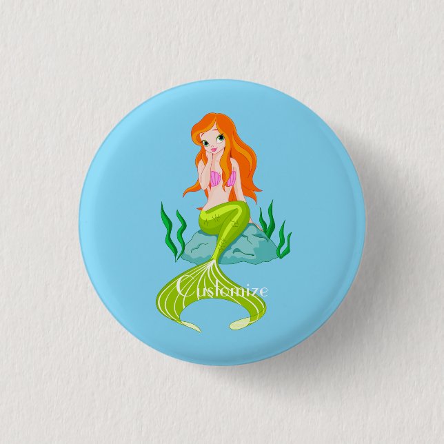 Cute Redheaded Mermaid Thunder_Cove 3 Cm Round Badge (Front)
