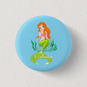 Cute Redheaded Mermaid Thunder_Cove 3 Cm Round Badge