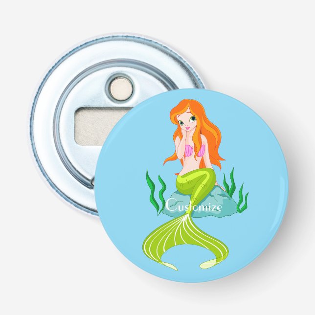 Cute Redheaded Mermaid Thunder_Cove Bottle Opener (Front)