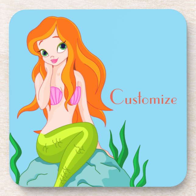 Cute Redheaded Mermaid Thunder_Cove  Coaster (Front)