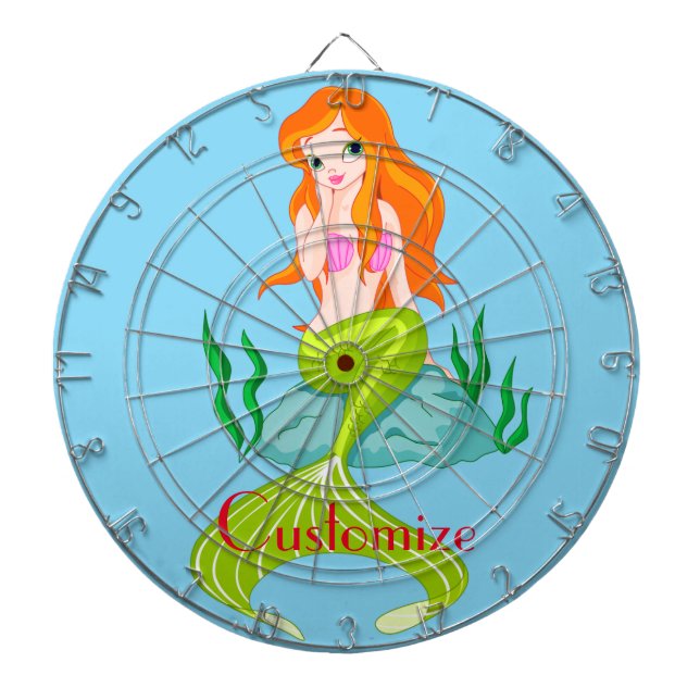 Cute Redheaded Mermaid Thunder_Cove  Dartboard (Front)