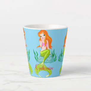 Cute Redheaded Mermaid Thunder_Cove Latte Mug