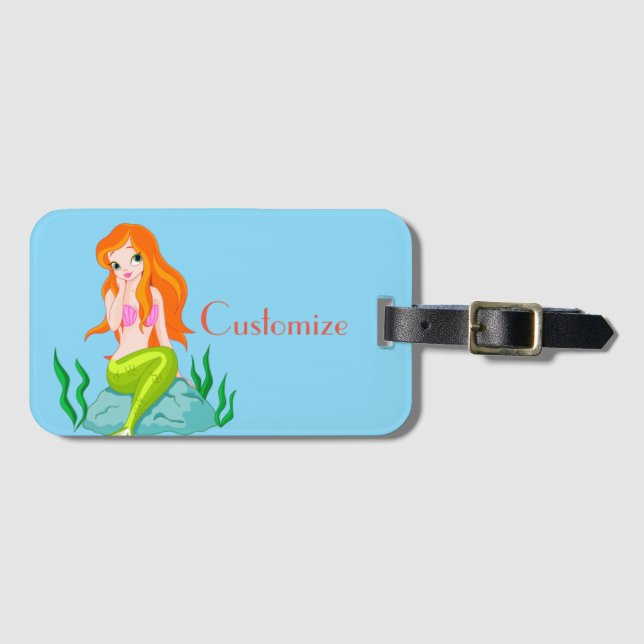 Cute Redheaded Mermaid Thunder_Cove  Luggage Tag (Front Horizontal)