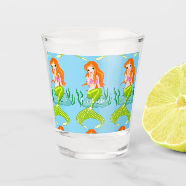 Cute Redheaded Mermaid Thunder_Cove Shot Glass (Front)