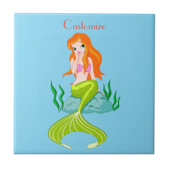 Cute Redheaded Mermaid Thunder_Cove Tile (Front)