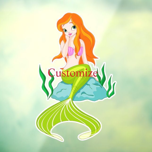 Cute Redheaded Mermaid Thunder_Cove Window Cling (Sheet 3)