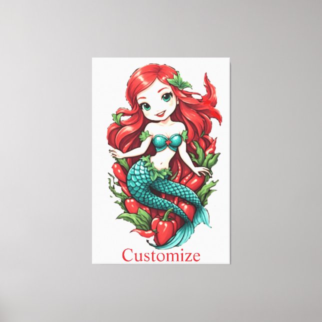 Cute Redheaded Two-tail Mermaid Thunder_Cove Canvas Print (Front)