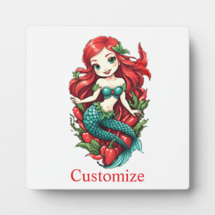 Cute Redheaded Two-tail Mermaid Thunder_Cove Plaque