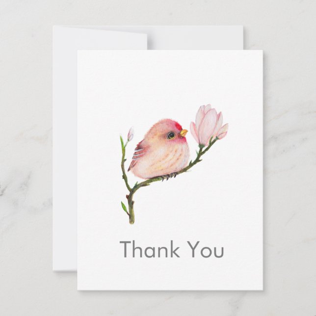 Cute Redpoll Bird All Occassion Thank You Notecard (Front)