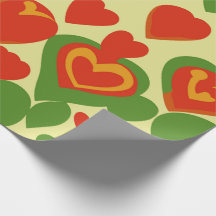 Cute Reggae Mini Hearts Red Gold Green Pattern