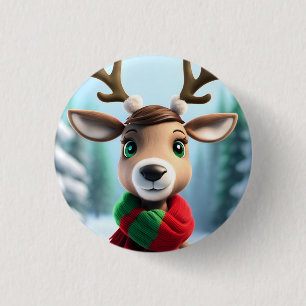 Cute Reindeer 3 Cm Round Badge