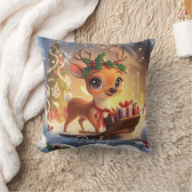Cute reindeer and sleigh full of Christmas present