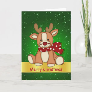 Cute reindeer and twinkling stars Christmas Holiday Card