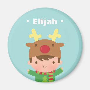 Cute Reindeer Boy Kids Christmas Fillers Magnet