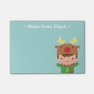 Cute Reindeer Boy Kids Christmas Fillers Post-it Notes