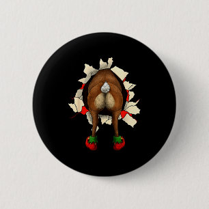 Cute Reindeer Butt Breakthrough Christmas 6 Cm Round Badge