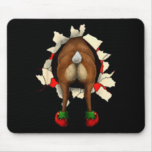 Cute Reindeer Butt Breakthrough Christmas Mouse Mat