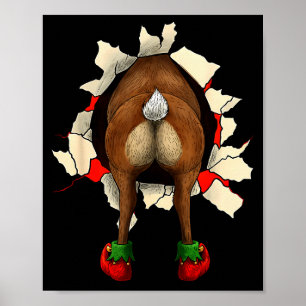 Cute Reindeer Butt Breakthrough Christmas Poster