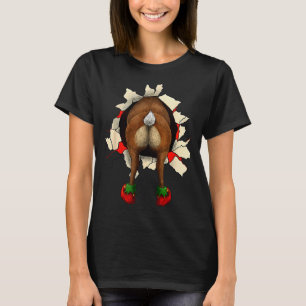 Cute Reindeer Butt Breakthrough Christmas T-Shirt
