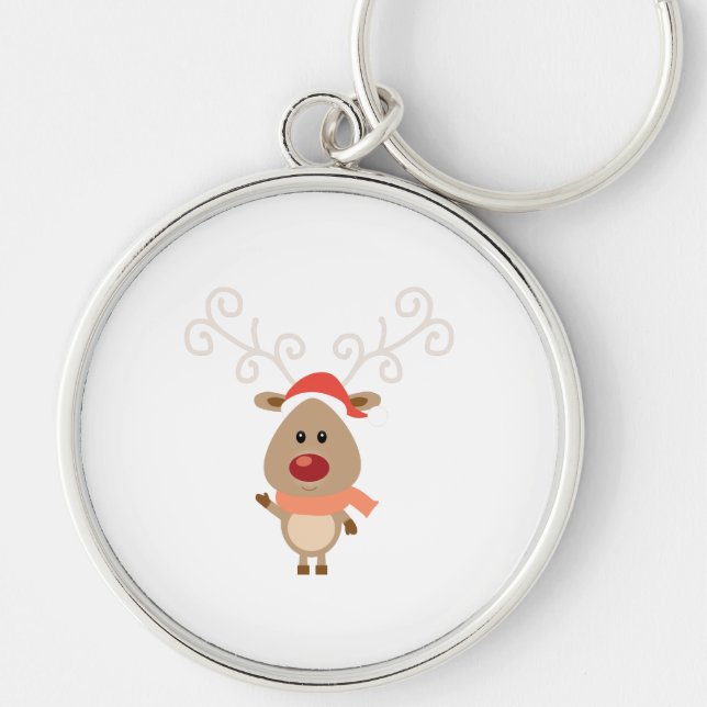 Cute reindeer cartoon key ring (Front)