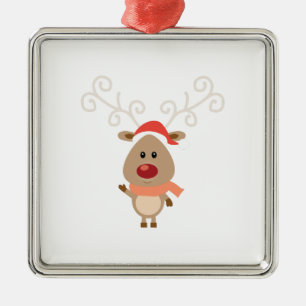 Cute reindeer cartoon metal tree decoration