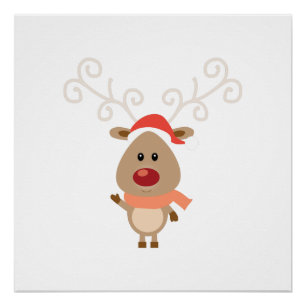 Cute reindeer cartoon poster