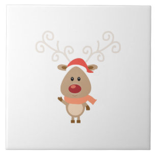 Cute reindeer cartoon tile