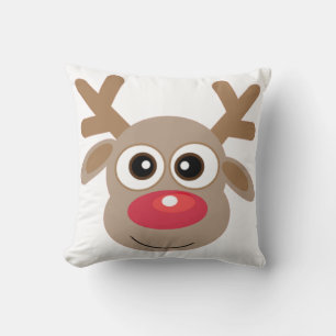 Cute Reindeer Cartoon White Christmas Cushion