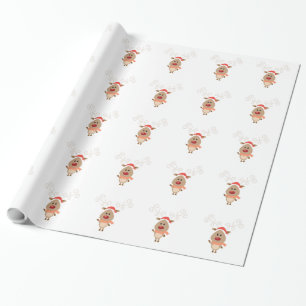 Cute reindeer cartoon wrapping paper