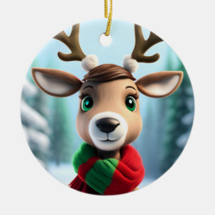 Cute Reindeer Ceramic Tree Decoration