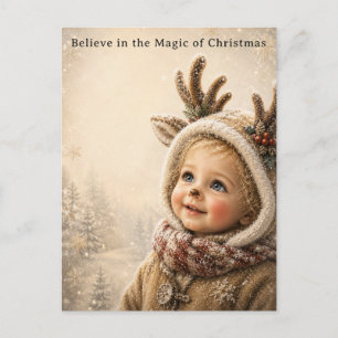 Cute Reindeer Child Christmas Greeting Card