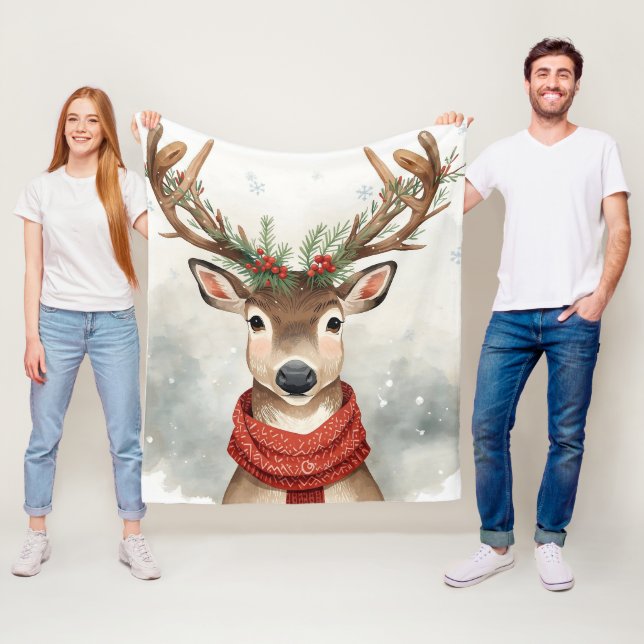 Cute Reindeer Christmas Blanket For Warm Winter (In Situ)