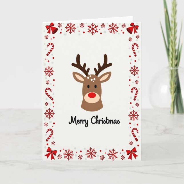 Cute Reindeer Christmas Card (Front)