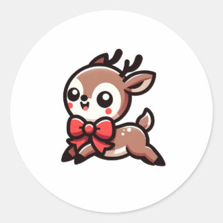 Cute Reindeer Christmas Classic Round Sticker