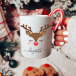 Cute Reindeer Christmas Coffee Mug<br><div class="desc">This custom reindeer mug makes the perfect personalised Christmas gift. It features a cute reindeer face with your name. This hot chocolate or coffee mug is perfect for your children,  grandkids or friends. Give as a secret Santa or office gift.</div>