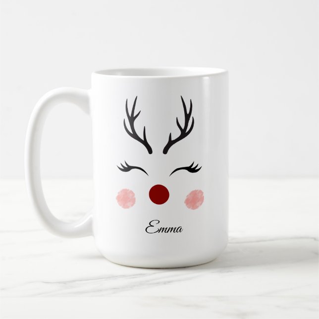 Cute Reindeer Christmas  Coffee Mug (Left)