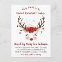Cute Reindeer Christmas Cookie Exchange Party
