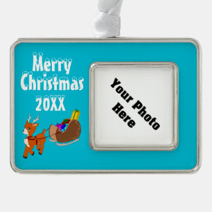 Cute Reindeer Christmas Custom Framed Ornament