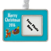 Cute Reindeer Christmas Custom Framed Ornament