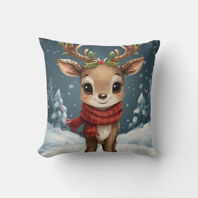 Cute reindeer Christmas for cozy living room Cushion (Front)