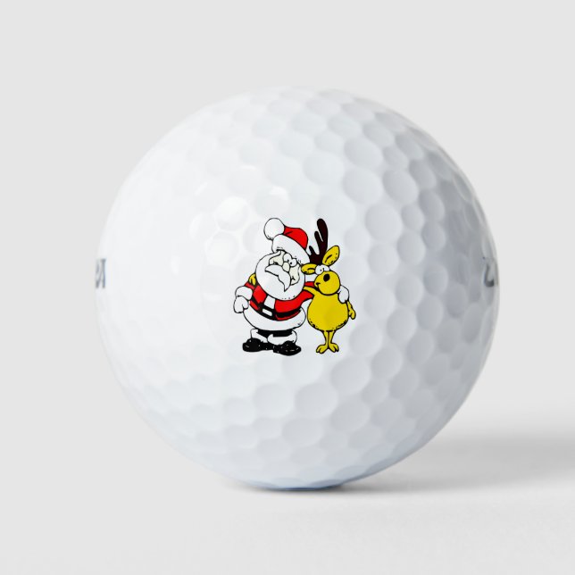Cute Reindeer Christmas Golf Gift Design Golf Balls (Front)