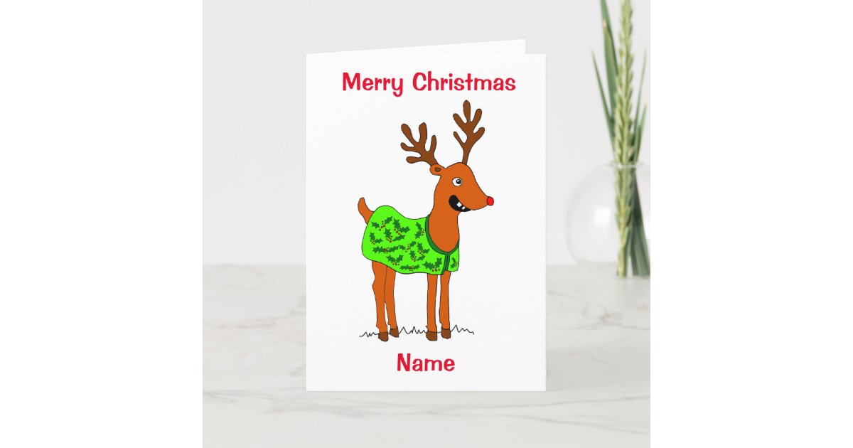 Cute Reindeer Christmas Holiday Card | Zazzle.co.uk