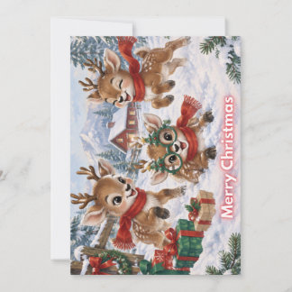 Cute Reindeer Christmas Holiday Greeting Card