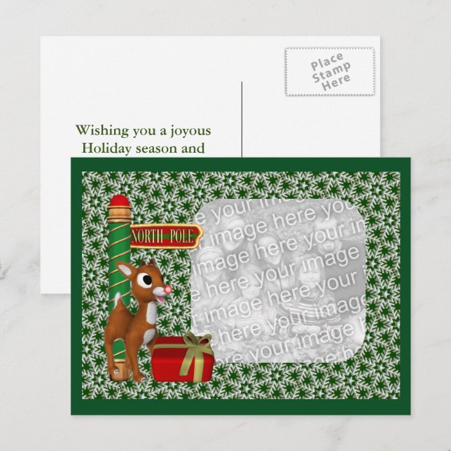 Cute Reindeer Christmas Holiday Photo Postcard (Front/Back)